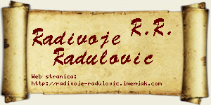 Radivoje Radulović vizit kartica